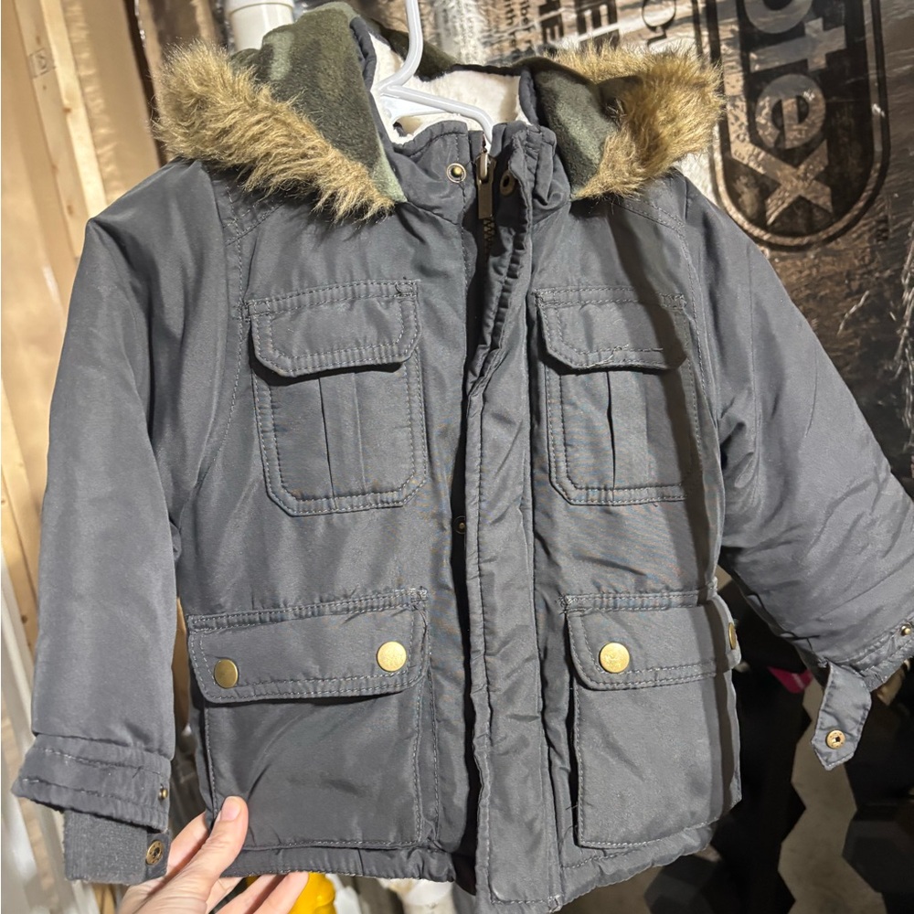 Carter’s Gray Kids Jacket with Faux Fur Hood 2T
